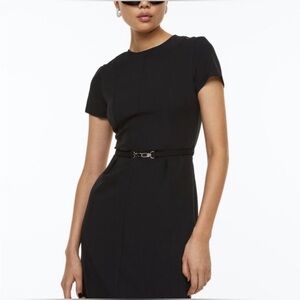 NWT H&M Tailored-Look Black Belted Dress